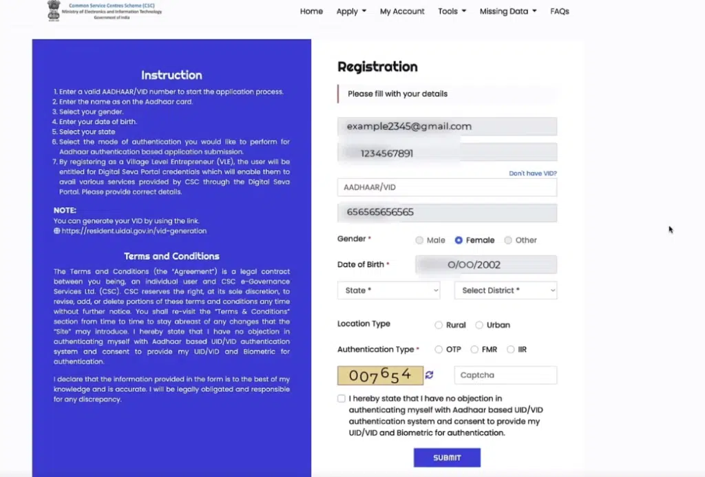 CSC Registration Process
