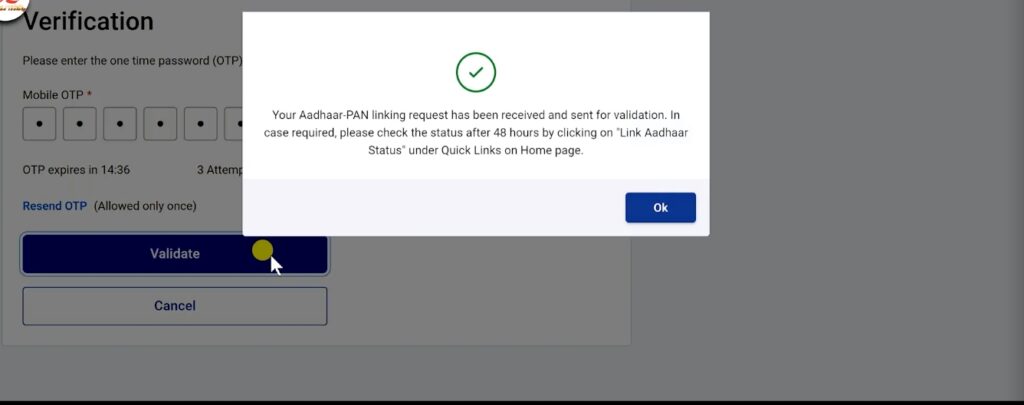 Aadhar Pan card link process