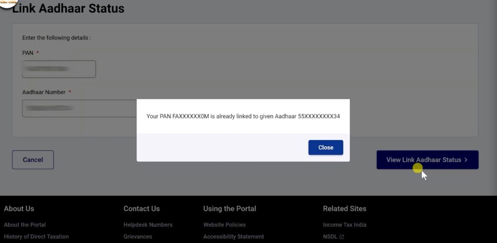 Aadhar Pan card link process