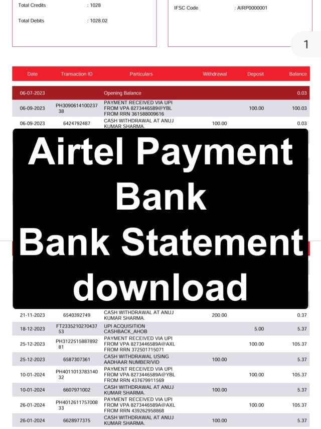Airtel Payment Bank statement