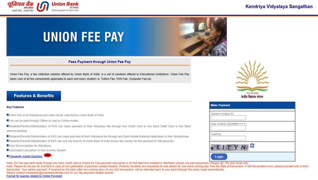 KVS Fee payment online